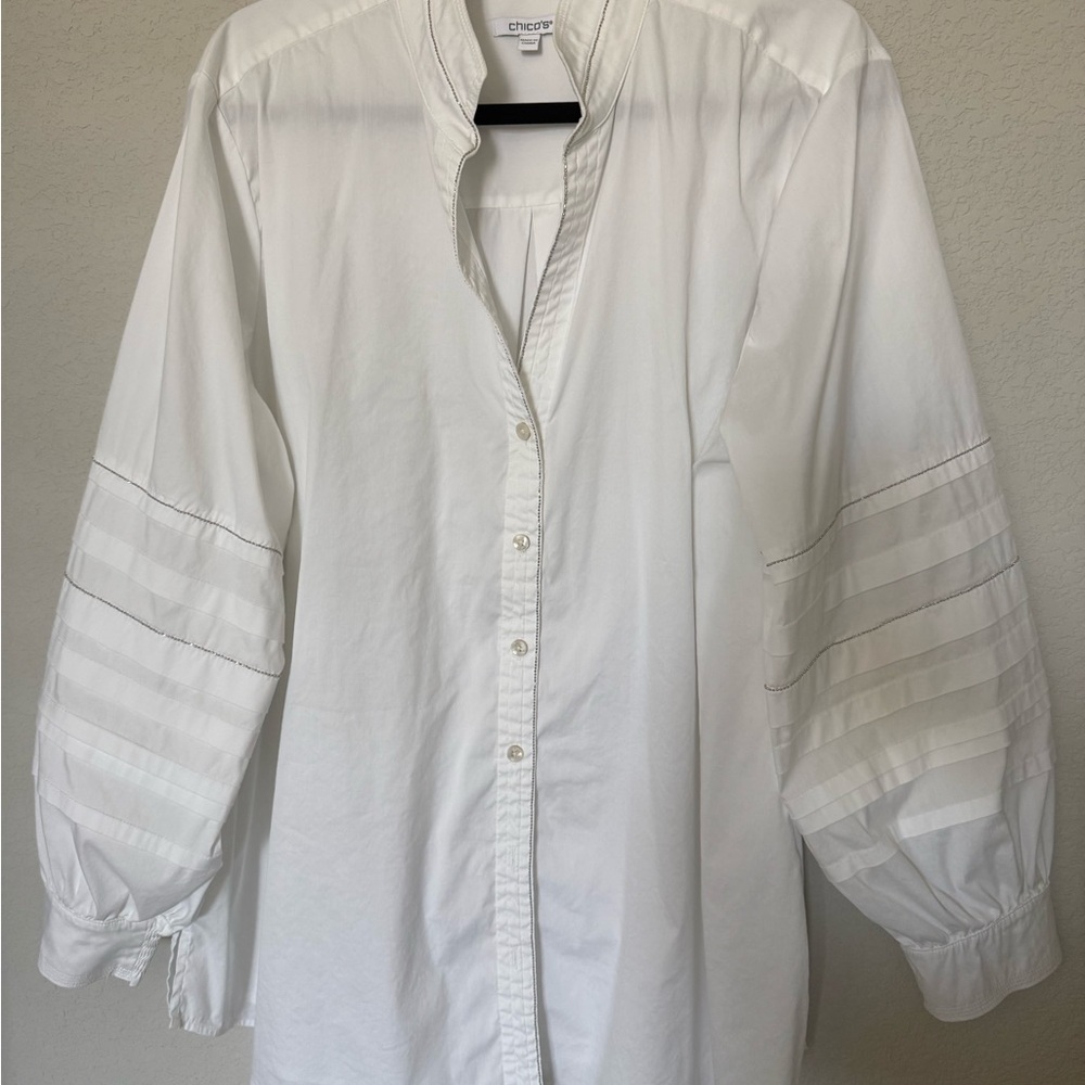 Women’s White Shirt with Silver Bead Detailing - Picture 2 of 6